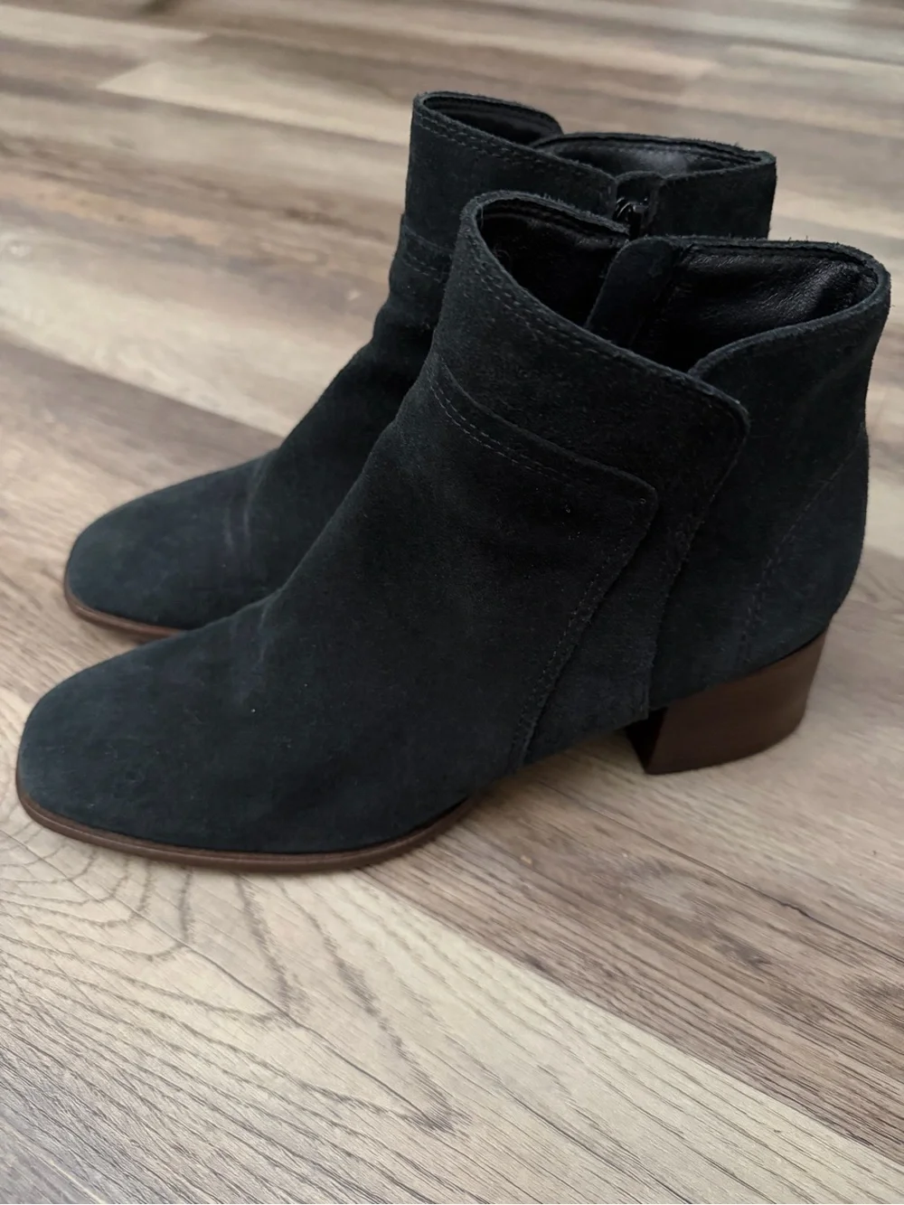 Lucky Brand Black Suede Ankle Booties with Side Zip